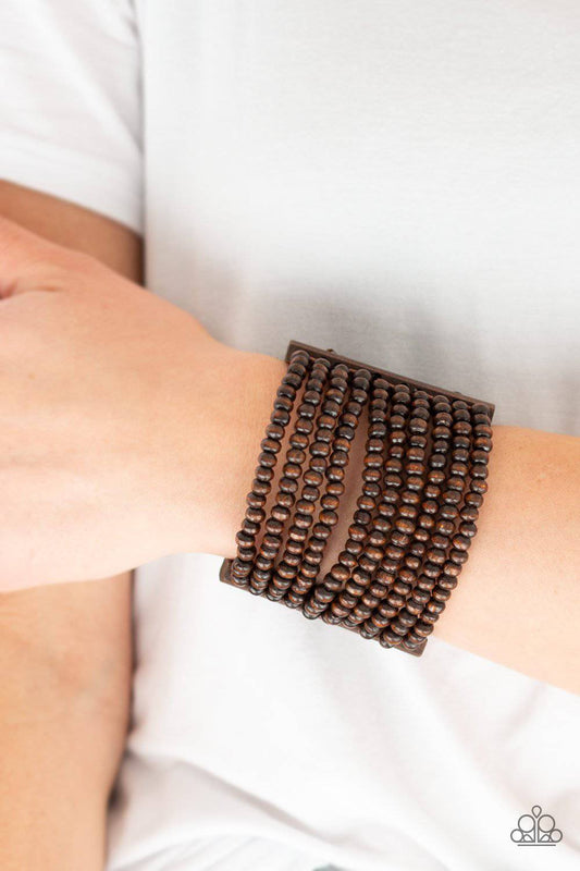 JAMAICAN Me Jam - Brown Wood Bracelet - Paparazzi Accessories - GlaMarous Titi Jewels