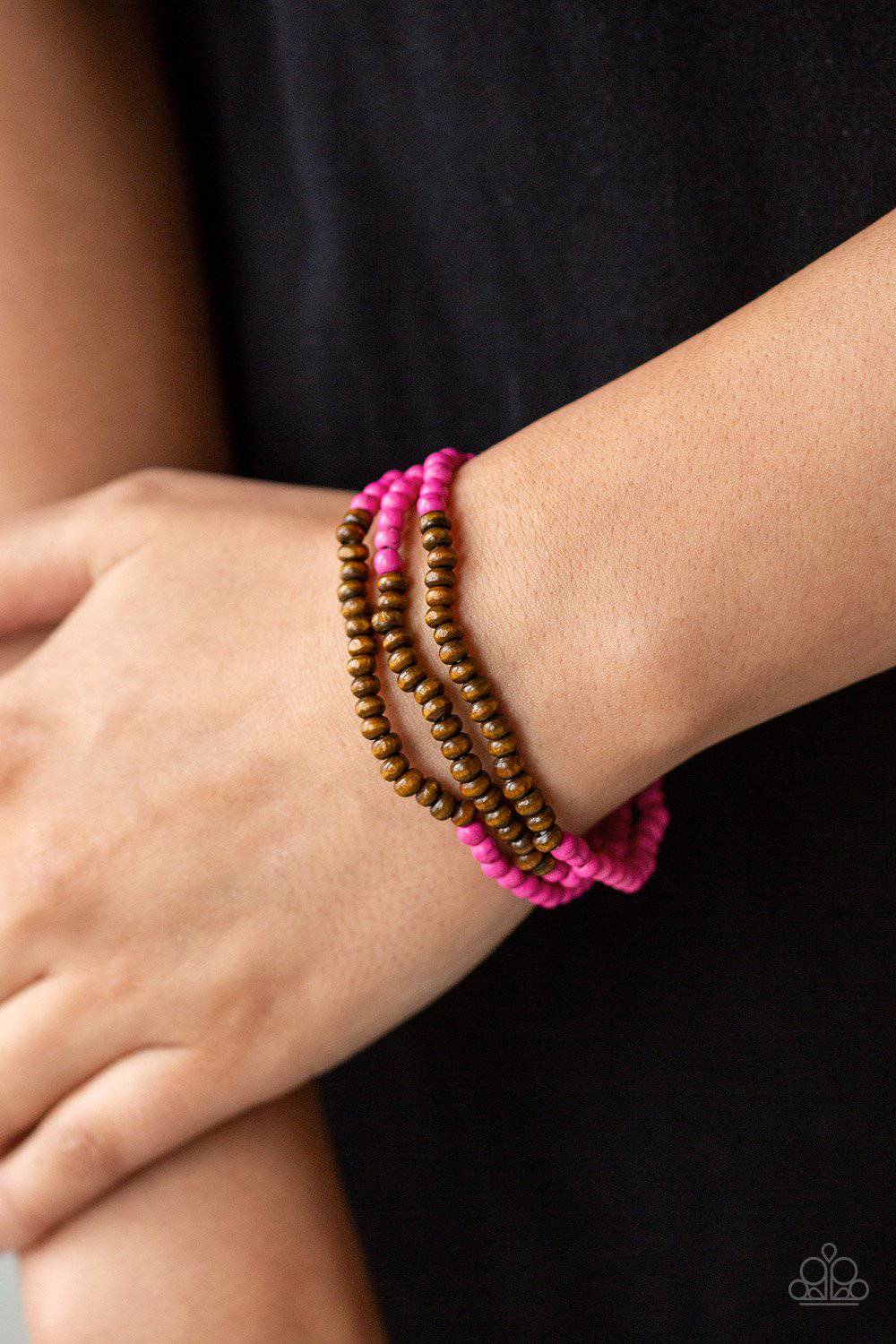 Woodland Wanderer - Pink and Wooden Bead Bracelet - Paparazzi Accessories - GlaMarous Titi Jewels