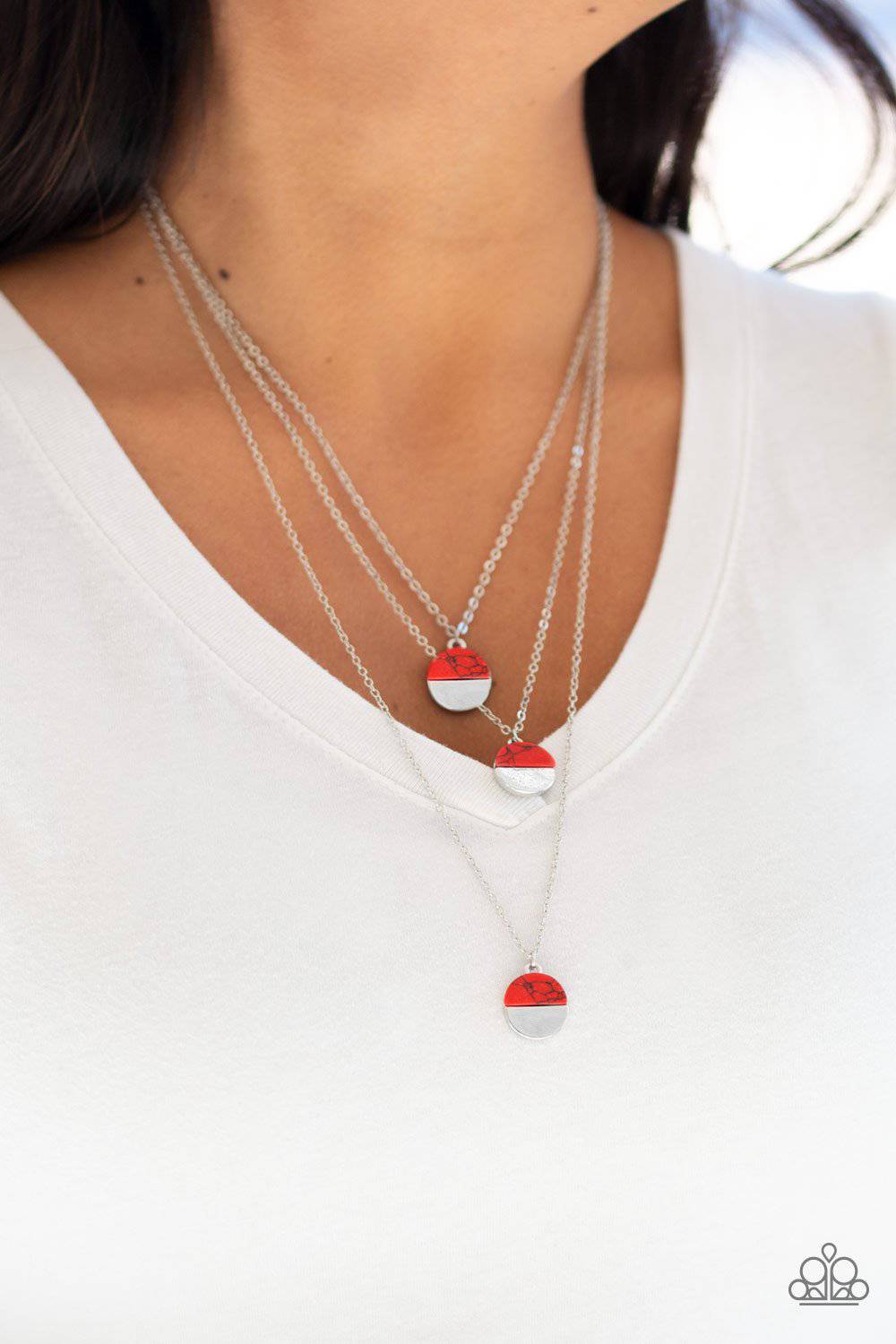 Rural Reconstruction - Red Stone Layered Necklace - Paparazzi Accessories - GlaMarous Titi Jewels