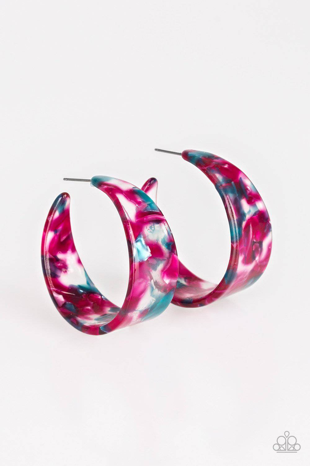 Havana Heat Wave - Pink Multicolored Acrylic Earrings - Paparazzi Accessories - GlaMarous Titi Jewels