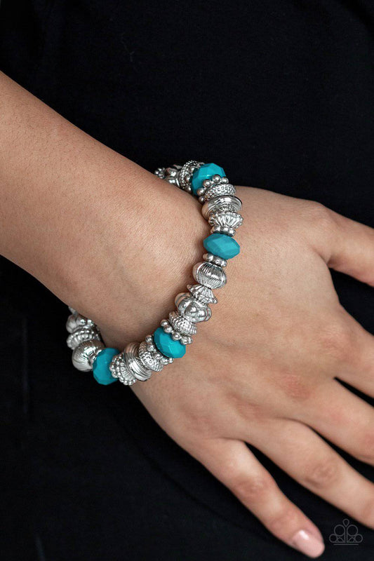 Live Life To The COLOR-fullest - Blue Bead Stretchy Bracelet - Paparazzi Accessories - GlaMarous Titi Jewels