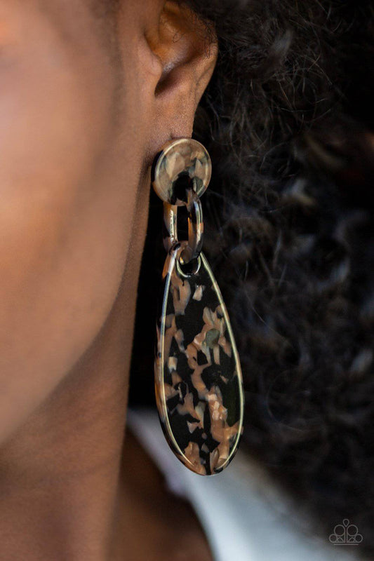 A HAUTE Commodity - Faux Marble Black Acrylic Earrings - Paparazzi Accessories - GlaMarous Titi Jewels