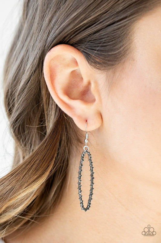 A Little GLOW-mance - Silver Hematite Rhinestone Earrings - Paparazzi Accessories - GlaMarous Titi Jewels