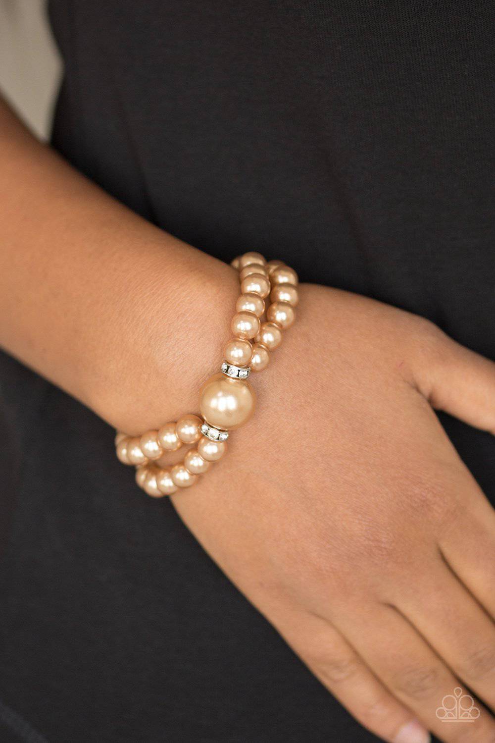 Romantic Redux - Brown Pearl Stretchy Bracelet - Paparazzi Accessories - GlaMarous Titi Jewels