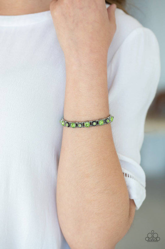 Heavy On The Sparkle - Green Rhinestone Bracelet - Paparazzi Accessories - GlaMarous Titi Jewels