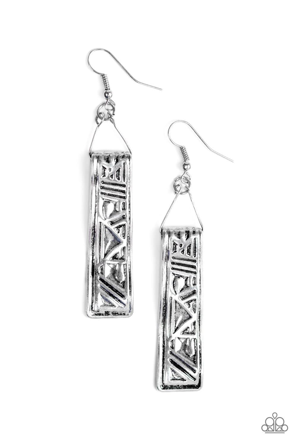 Ancient Artifacts - Silver Tribal Earrings -Paparazzi Accessories - GlaMarous Titi Jewels