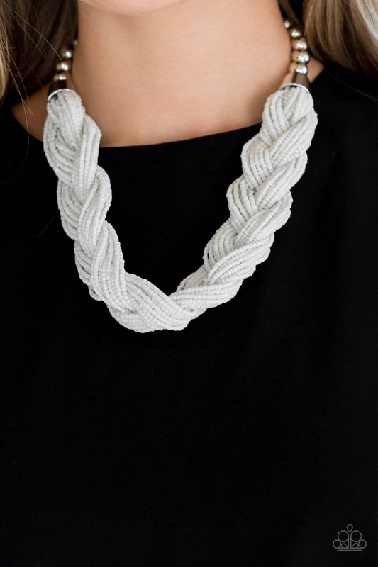The Great Outback - White Seed Bead Necklace -Paparazzi Accessories - GlaMarous Titi Jewels