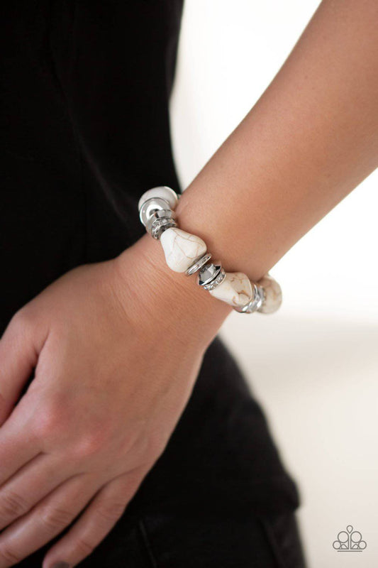 Stone Age Stunner - White-Paparazzi Accessories - GlaMarous Titi Jewels