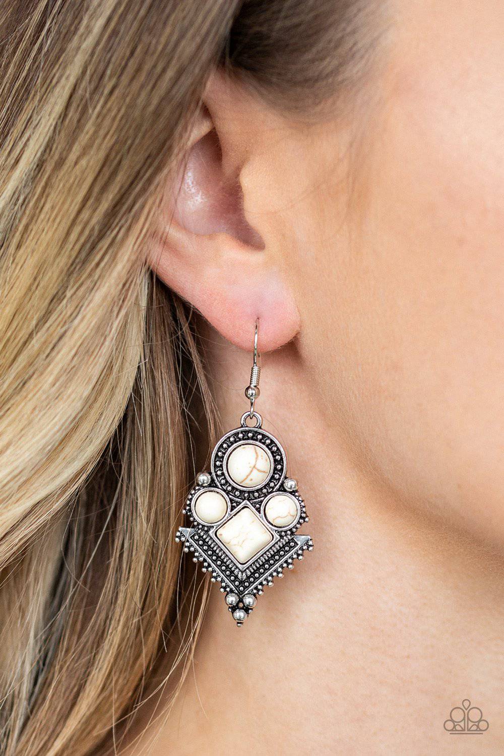 So Sonoran - White Stone Earrings -Paparazzi Accessories - GlaMarous Titi Jewels