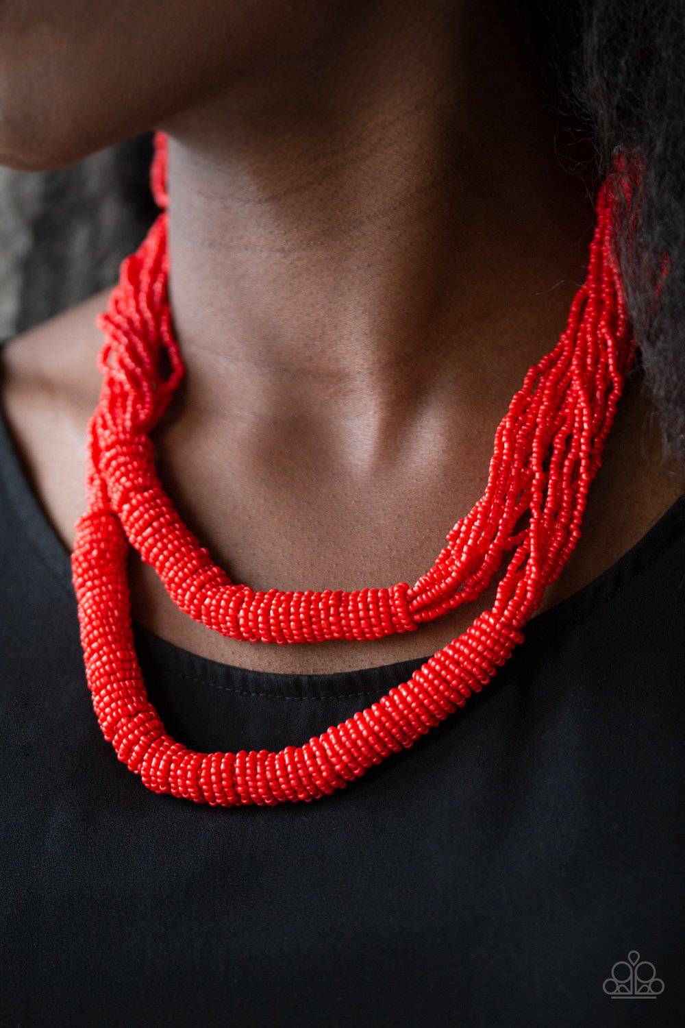 Right As RAINFOREST - Red Seed Bead Necklace - Paparazzi Accessories - GlaMarous Titi Jewels