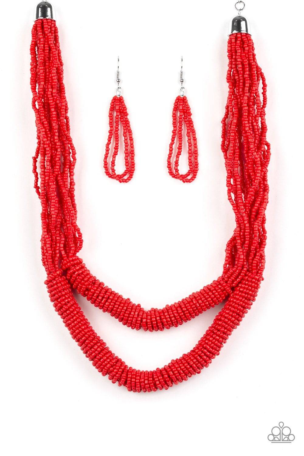 Right As RAINFOREST - Red Seed Bead Necklace - Paparazzi Accessories - GlaMarous Titi Jewels
