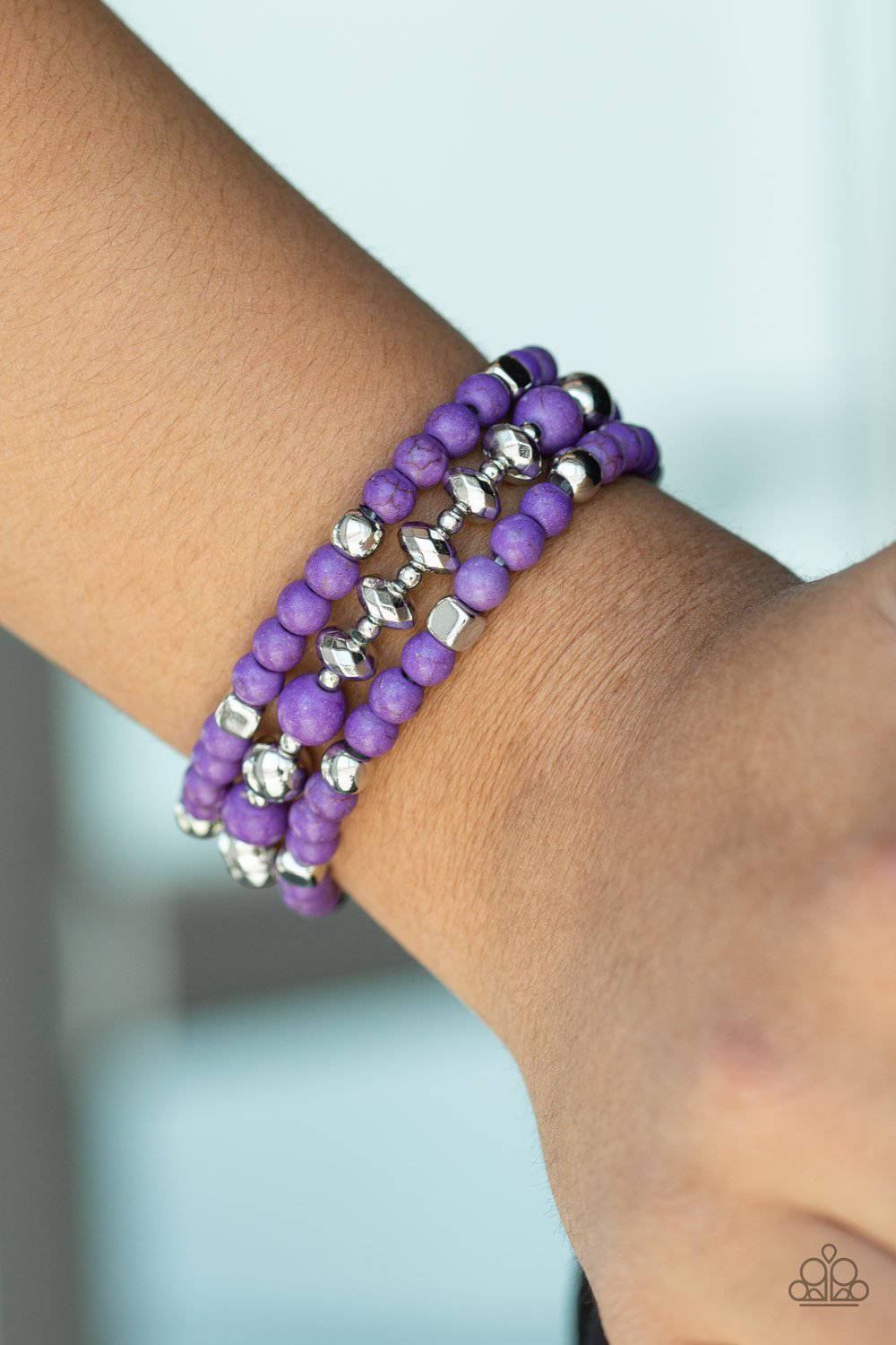 Mountain Artist - Purple Stretchy Bracelet - Paparazzi Accessories - GlaMarous Titi Jewels