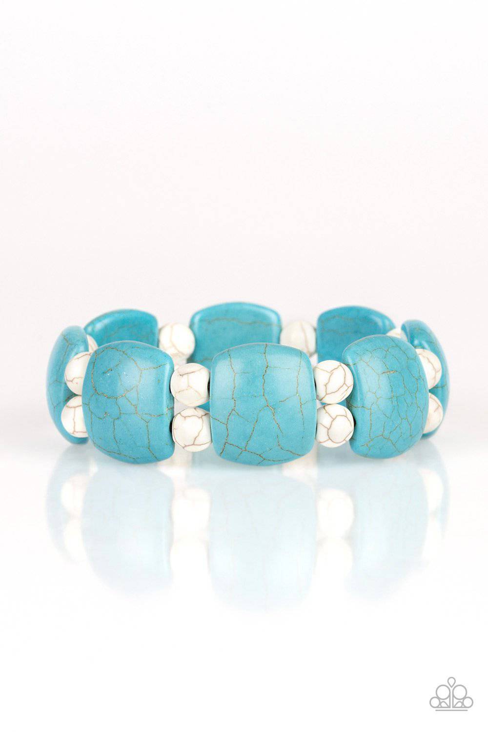 Dont Be So NOMADIC! - Turquoise & White Stretchy Bracelet - Paparazzi Accessories - GlaMarous Titi Jewels