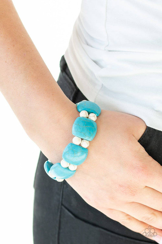 Dont Be So NOMADIC! - Turquoise & White Stretchy Bracelet - Paparazzi Accessories - GlaMarous Titi Jewels