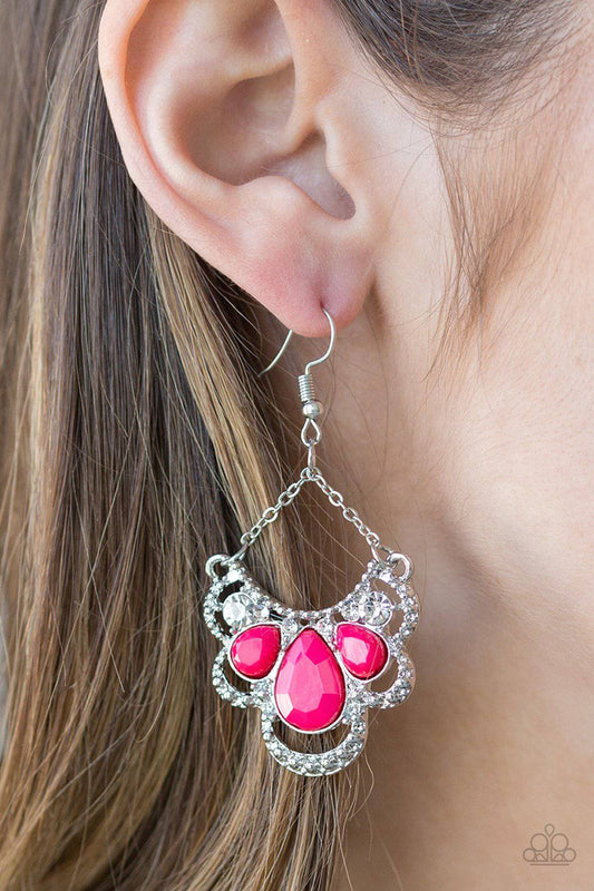 Caribbean Royalty - Pink Rhinestone Earrings - Paparazzi Accessories - GlaMarous Titi Jewels