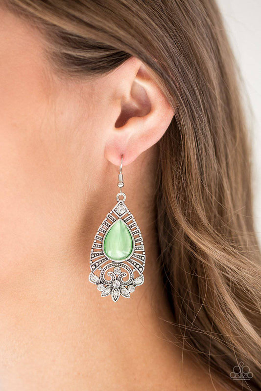 Majestically Malibu - Green Moonstone Earrings - Paparazzi Accessories - GlaMarous Titi Jewels