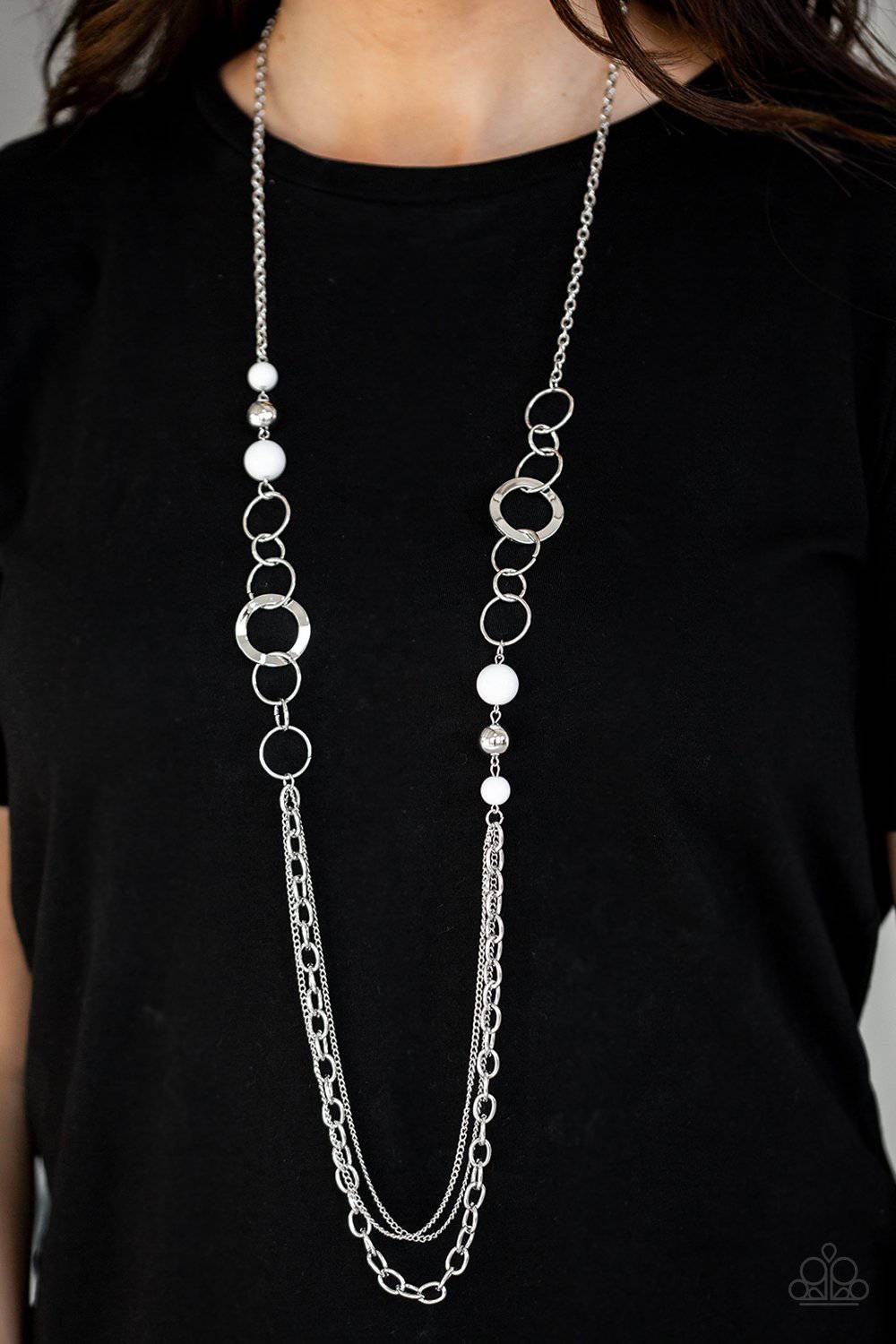 Modern Motley - White Bead Necklace - Paparazzi Accessories - GlaMarous Titi Jewels