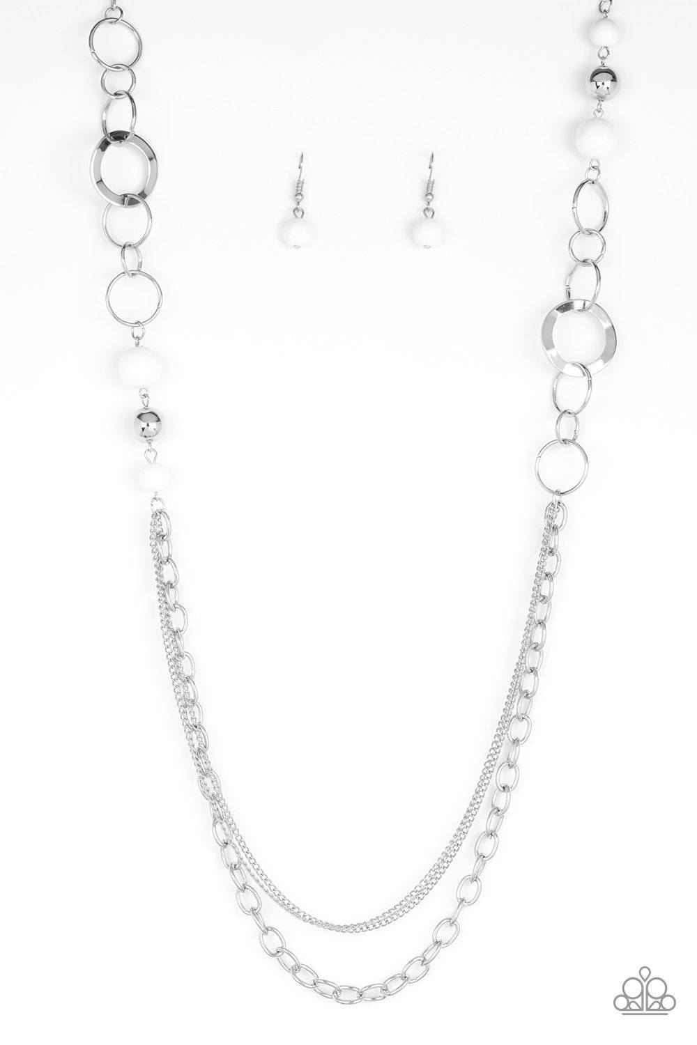 Modern Motley - White Bead Necklace - Paparazzi Accessories - GlaMarous Titi Jewels
