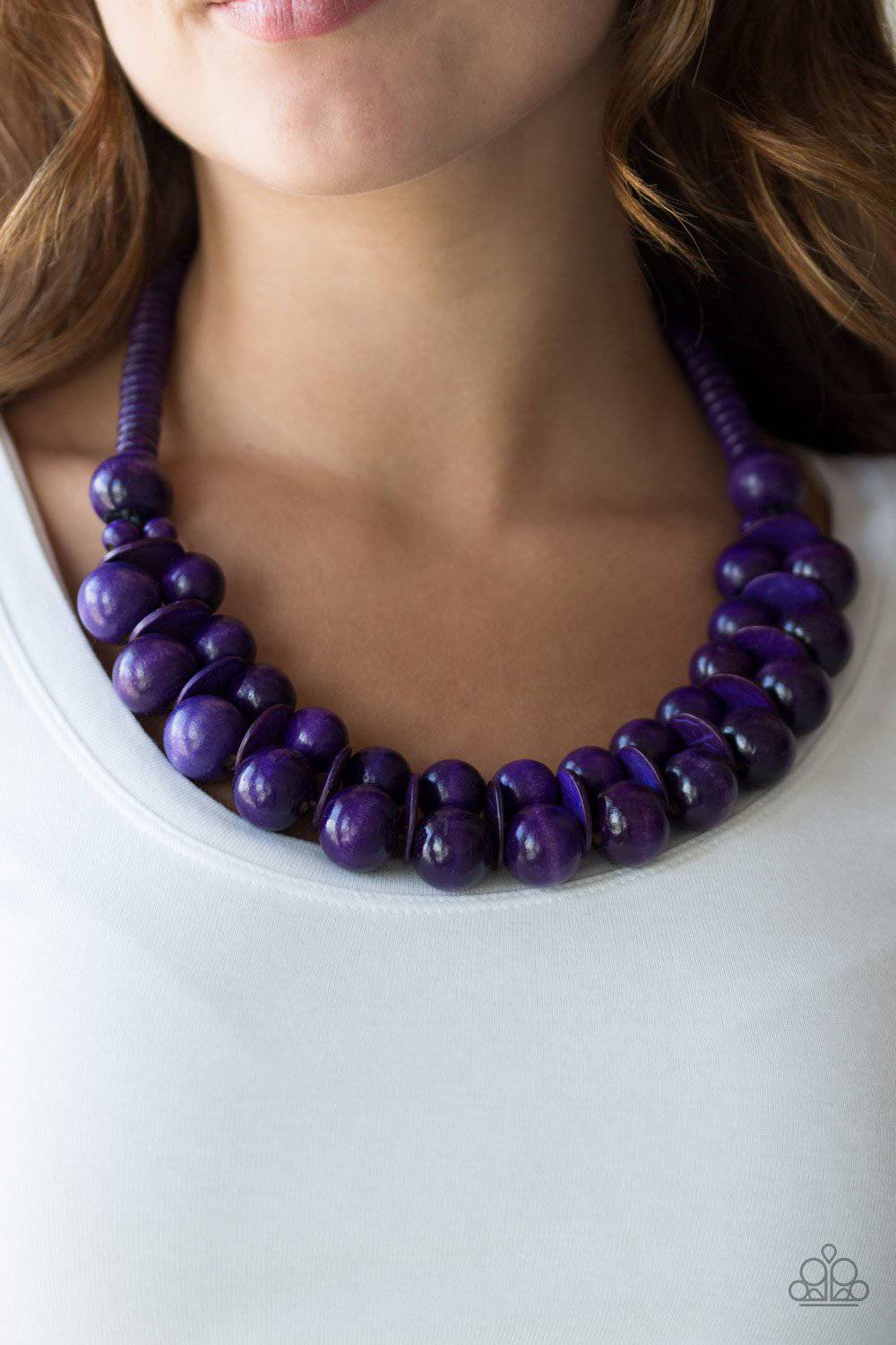 Caribbean Cover Girl - Purple Wood Necklace - Paparazzi Accessories - GlaMarous Titi Jewels