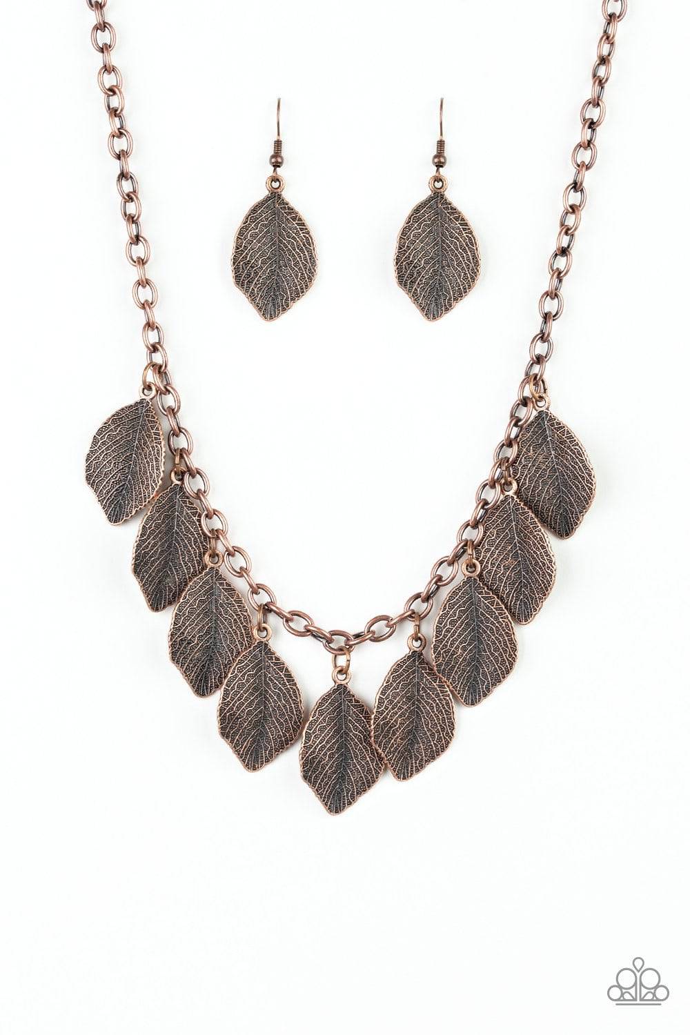 A True Be-LEAF-er - Copper Leaf Necklace - Paparazzi Accessories - GlaMarous Titi Jewels