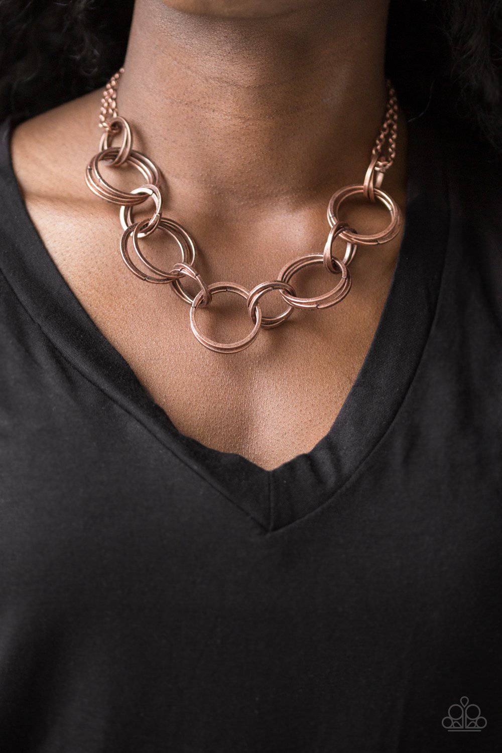 Jump Into The Ring - Copper Necklace - Paparazzi Accessories - GlaMarous Titi Jewels