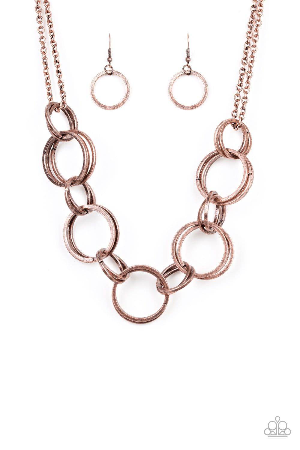 Jump Into The Ring - Copper Necklace - Paparazzi Accessories - GlaMarous Titi Jewels