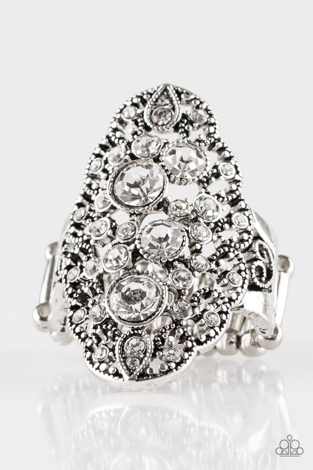 Make Your Own Fairytale - White Rhinestone Ring - Paparazzi Accessories - GlaMarous Titi Jewels