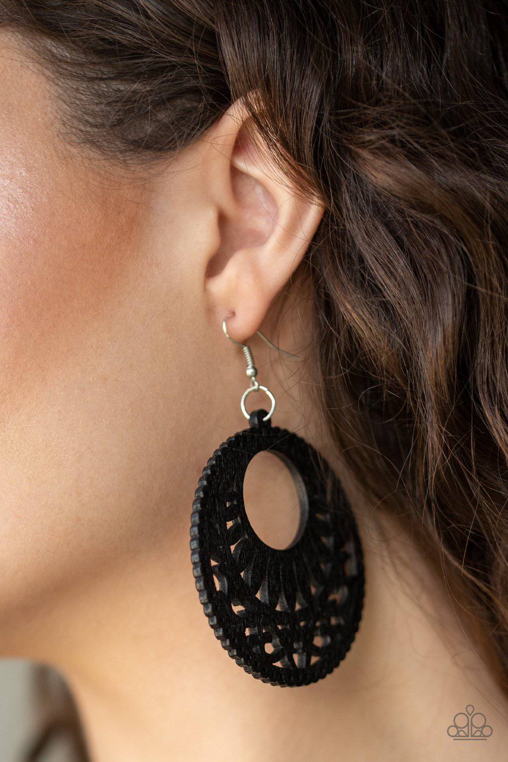 Coachella Cabana - Black Wooden Earrings - Paparazzi Accessories - GlaMarous Titi Jewels