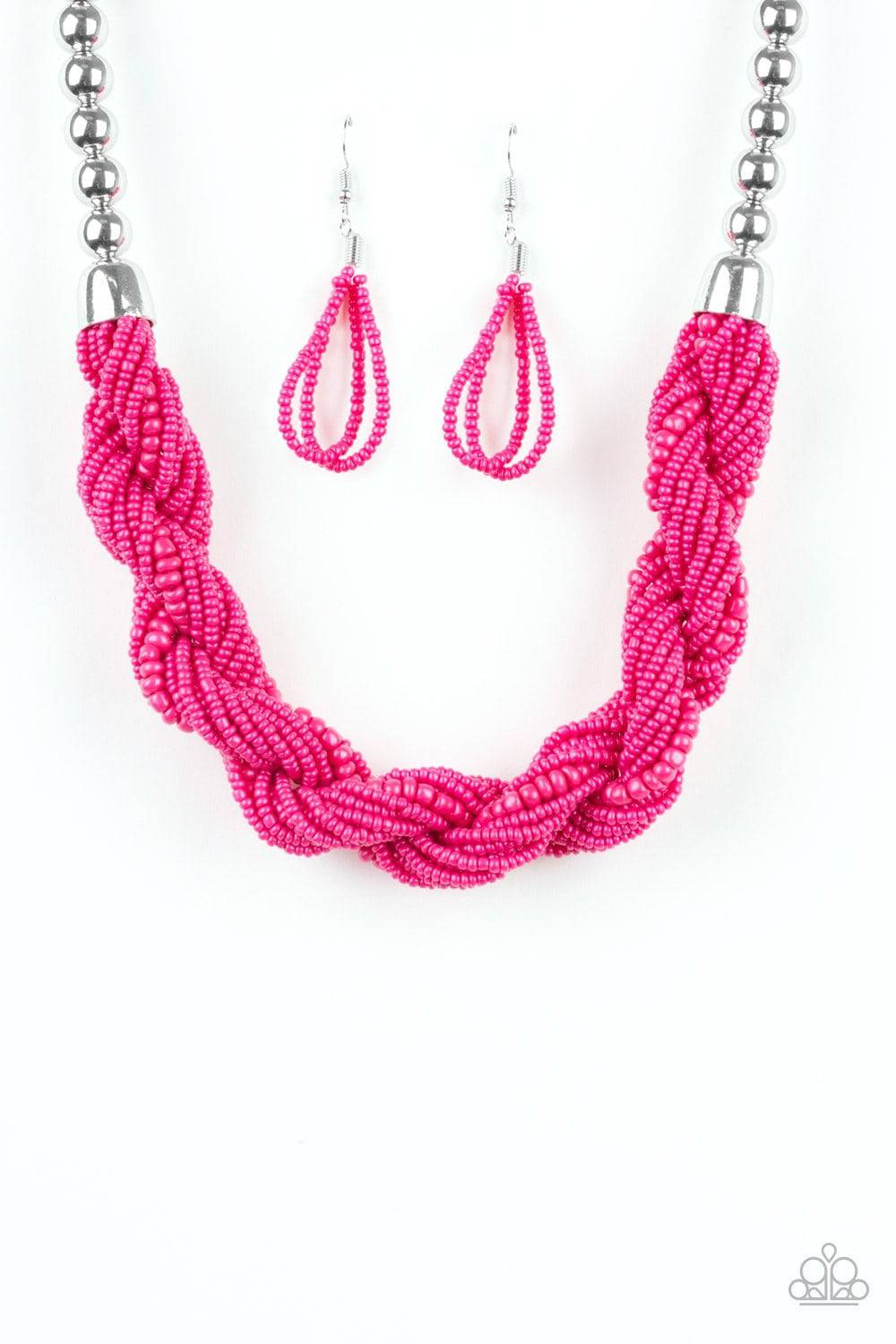 Savannah Surfin - Pink Seed Bead Necklace - Paparazzi Accessories - GlaMarous Titi Jewels