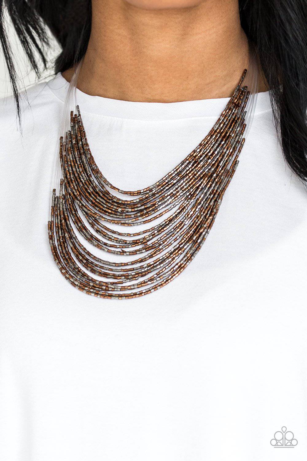Catwalk Queen -Copper & Gunmetal Seed Bead Necklace - Paparazzi Accessories - GlaMarous Titi Jewels