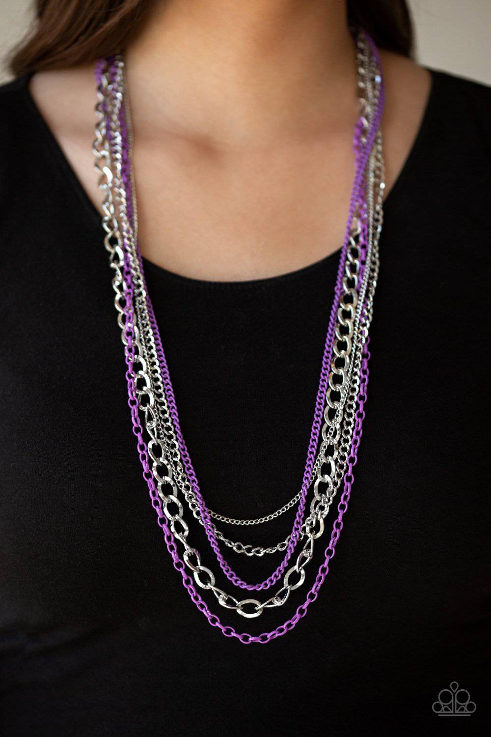 Industrial Vibrance - Purple & Silver Necklace - Paparazzi Accessories - GlaMarous Titi Jewels