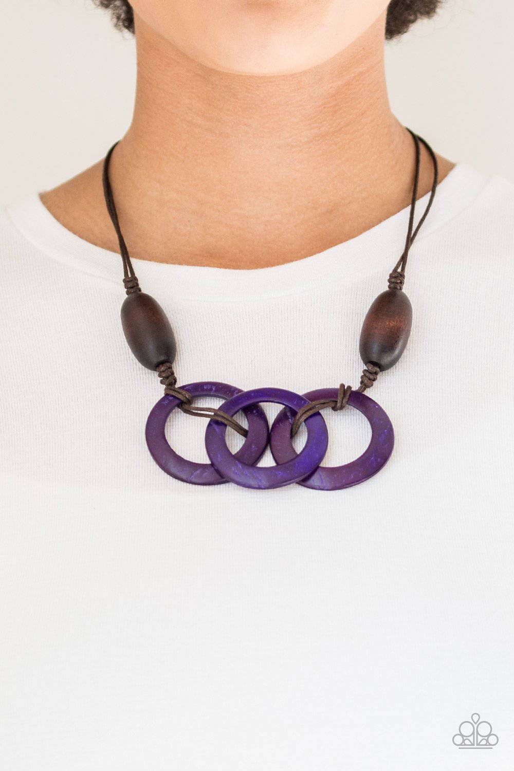 Bahama Drama - Purple Wood Necklace - Paparazzi Accessories - GlaMarous Titi Jewels