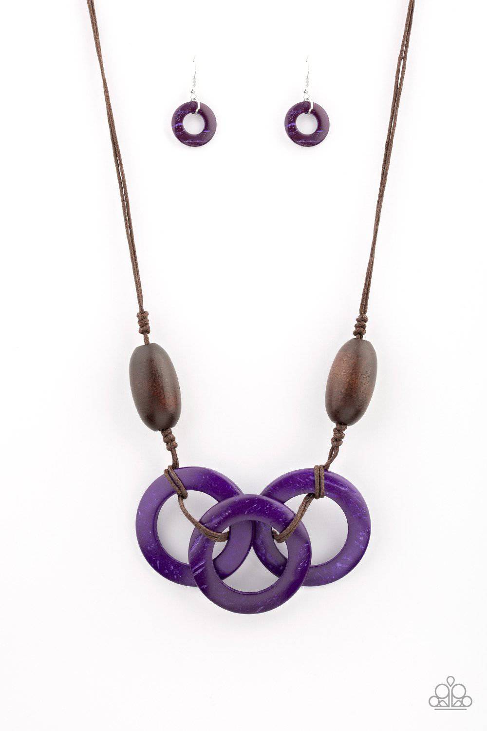 Bahama Drama - Purple Wood Necklace - Paparazzi Accessories - GlaMarous Titi Jewels
