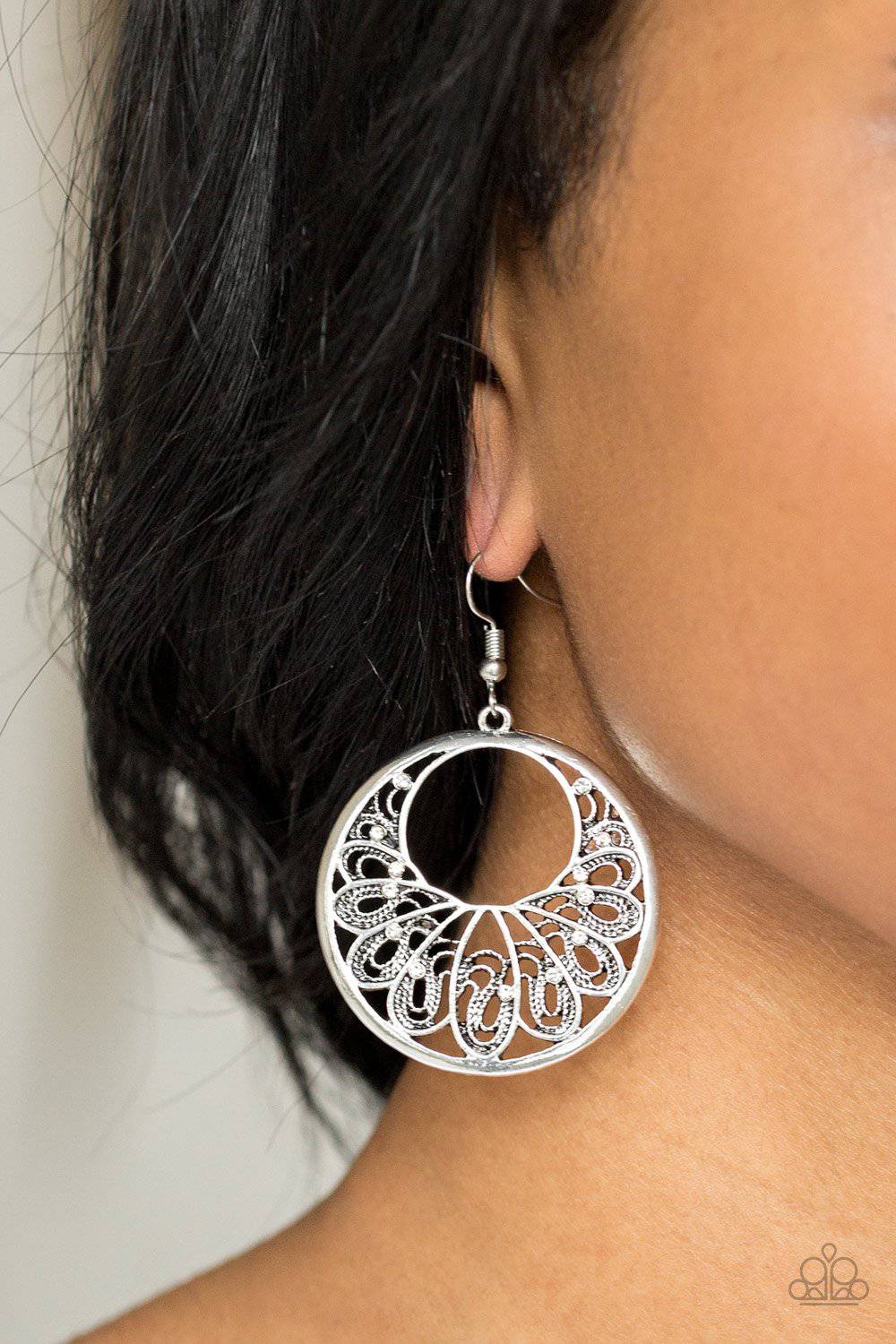 Fancy That - White Rhinestone Earrings - Paparazzi Accessories - GlaMarous Titi Jewels