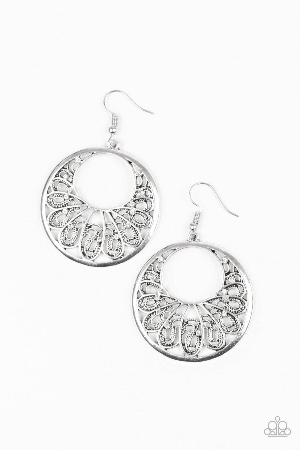 Fancy That - White Rhinestone Earrings - Paparazzi Accessories - GlaMarous Titi Jewels