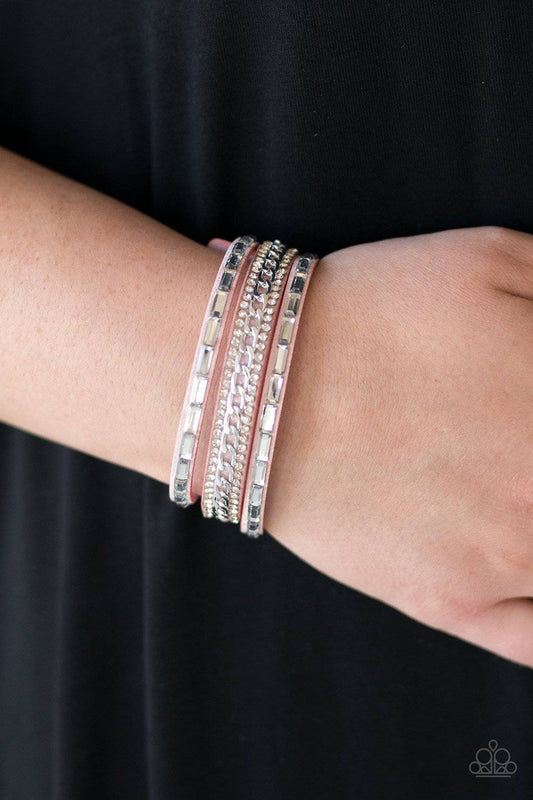 Girl Hustle - Pink Rhinestone Bracelet - Paparazzi Accessories - GlaMarous Titi Jewels