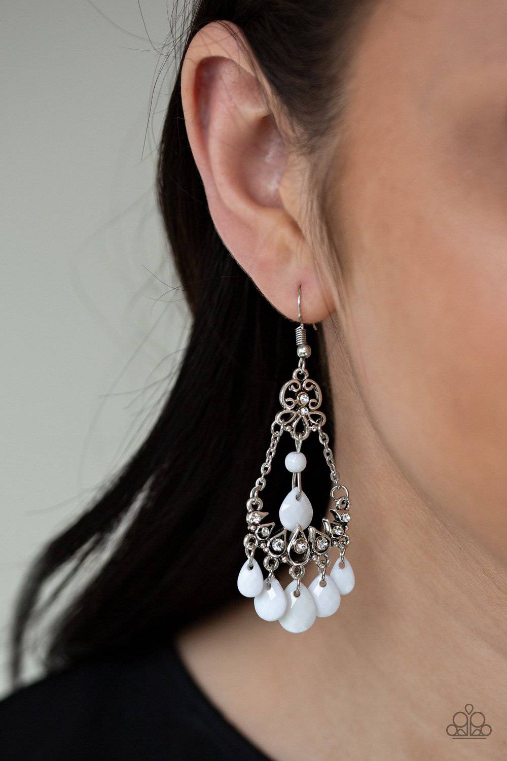 Malibu Sunset - White Bead Earrings - Paparazzi Accessories - GlaMarous Titi Jewels