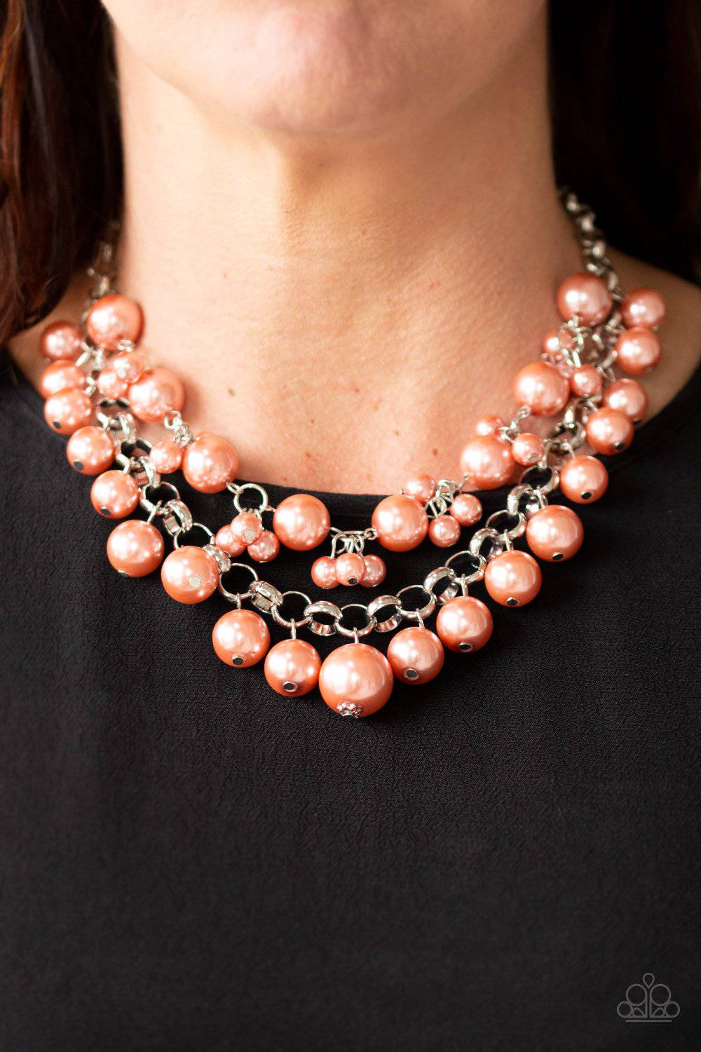 BALLROOM Service - Coral Orange Pearl Necklace - Paparazzi Accessories - GlaMarous Titi Jewels