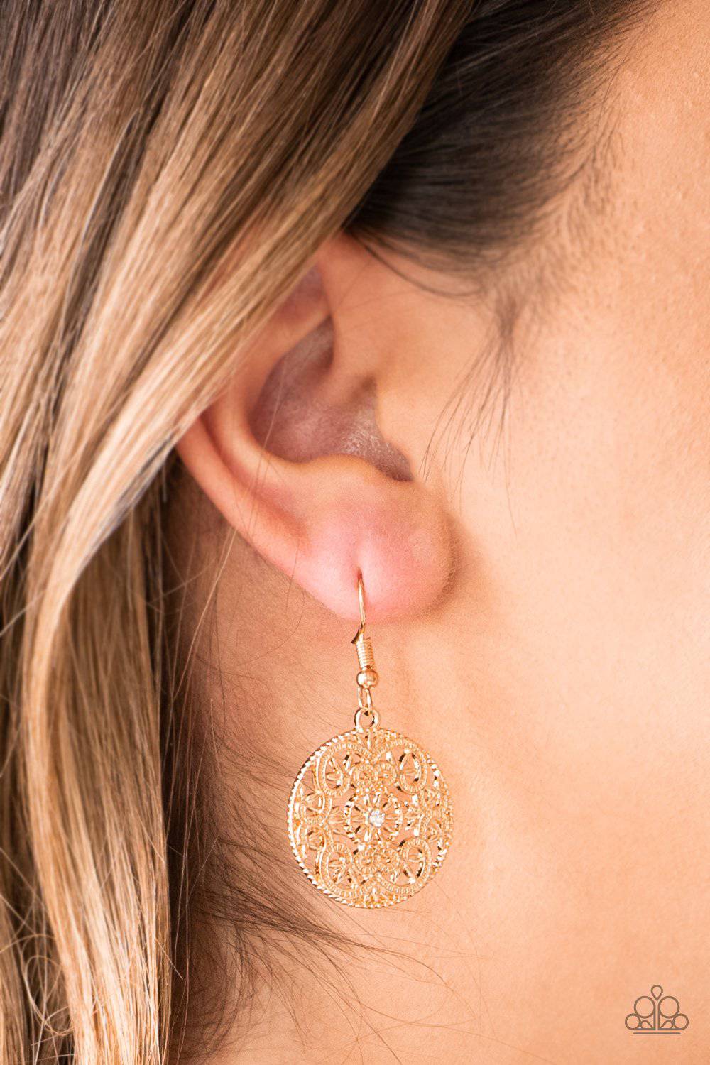 Rochester Royale - Gold Rhinestone Earrings - Paparazzi Accessories - GlaMarous Titi Jewels