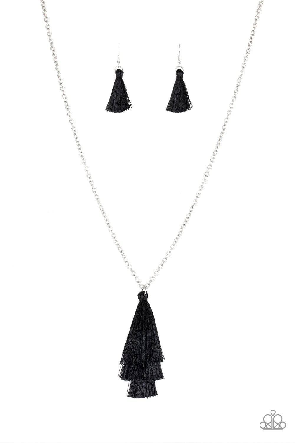 Triple The Tassel - Black Tassel Necklace - Paparazzi Accessories - GlaMarous Titi Jewels