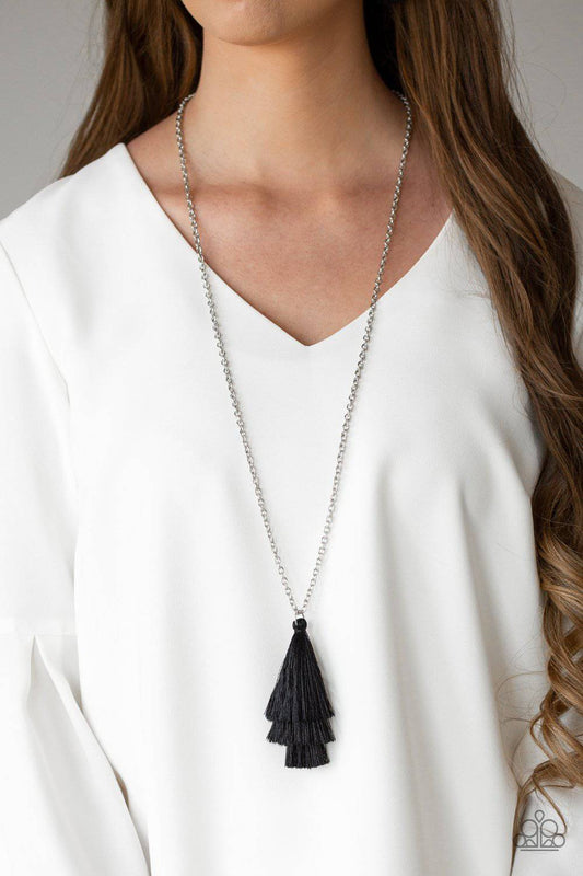 Triple The Tassel - Black Tassel Necklace - Paparazzi Accessories - GlaMarous Titi Jewels