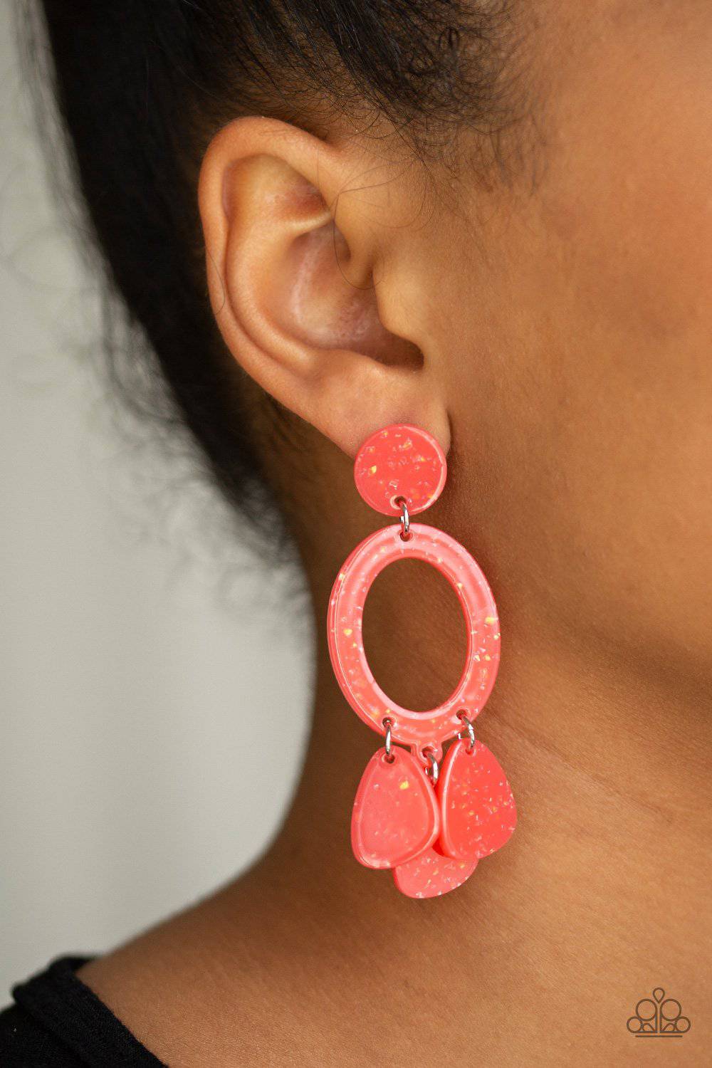 Sparkling Shores - Orange Acrylic Earrings - Paparazzi Accessories - GlaMarous Titi Jewels