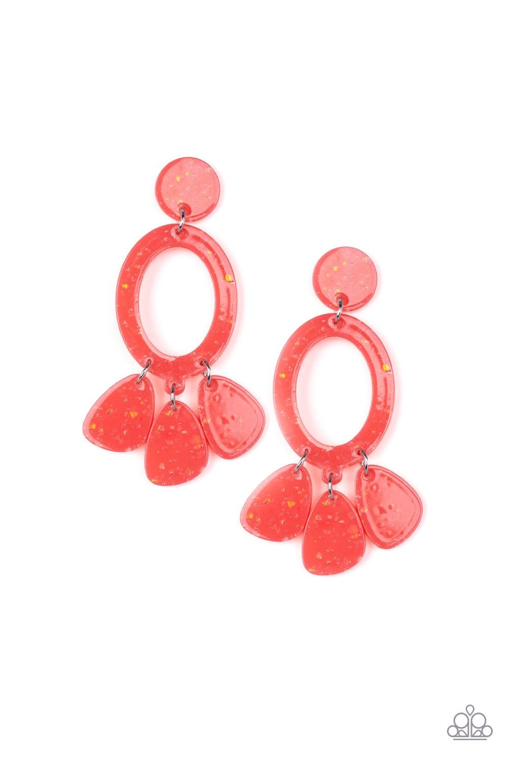 Sparkling Shores - Orange Acrylic Earrings - Paparazzi Accessories - GlaMarous Titi Jewels