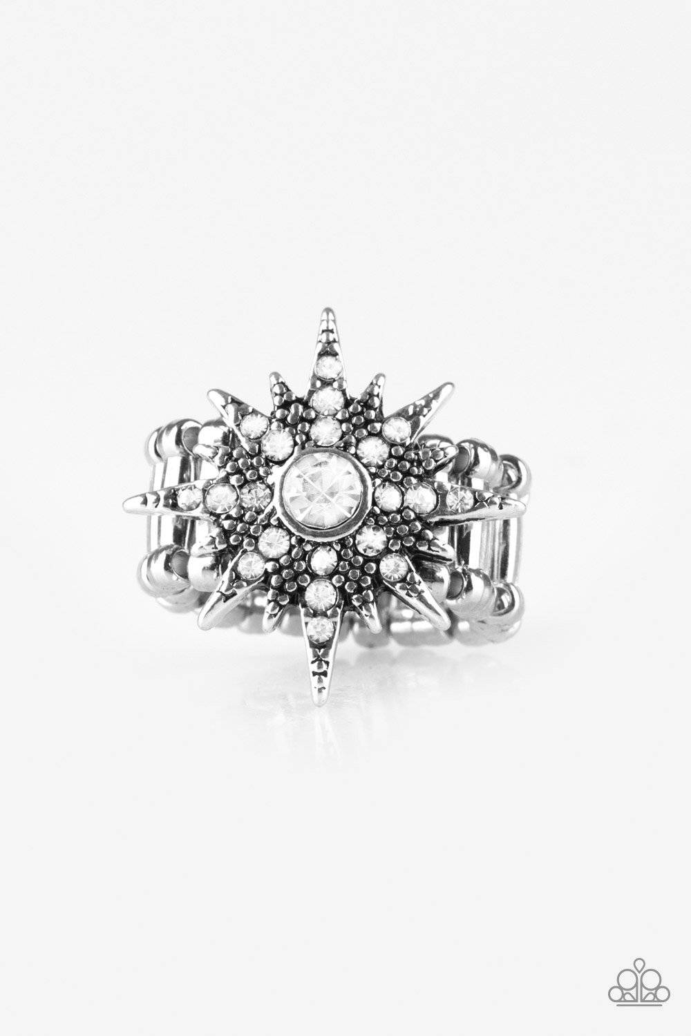 Super Stellar - White Rhinestone Ring - Paparazzi Accessories - GlaMarous Titi Jewels