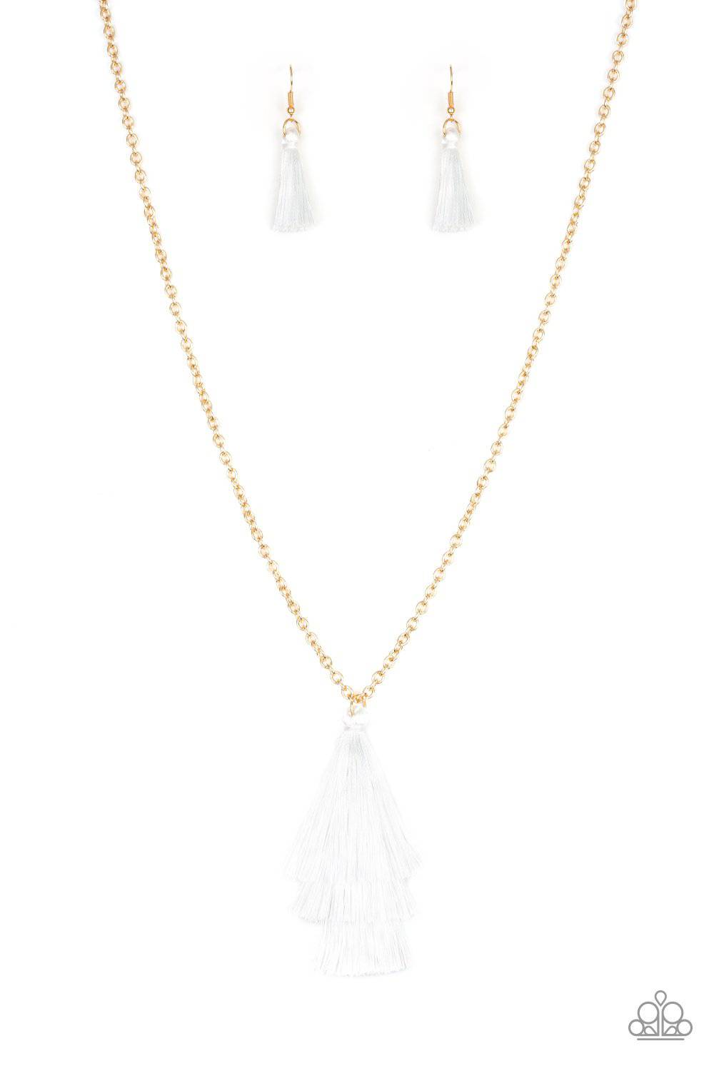 Triple The Tassel - White Tassel Necklace - Paparazzi Accessories - GlaMarous Titi Jewels