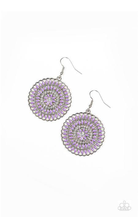 PINWHEEL and Deal - Purple Rhinestone Earrings - Paparazzi Accessories - GlaMarous Titi Jewels