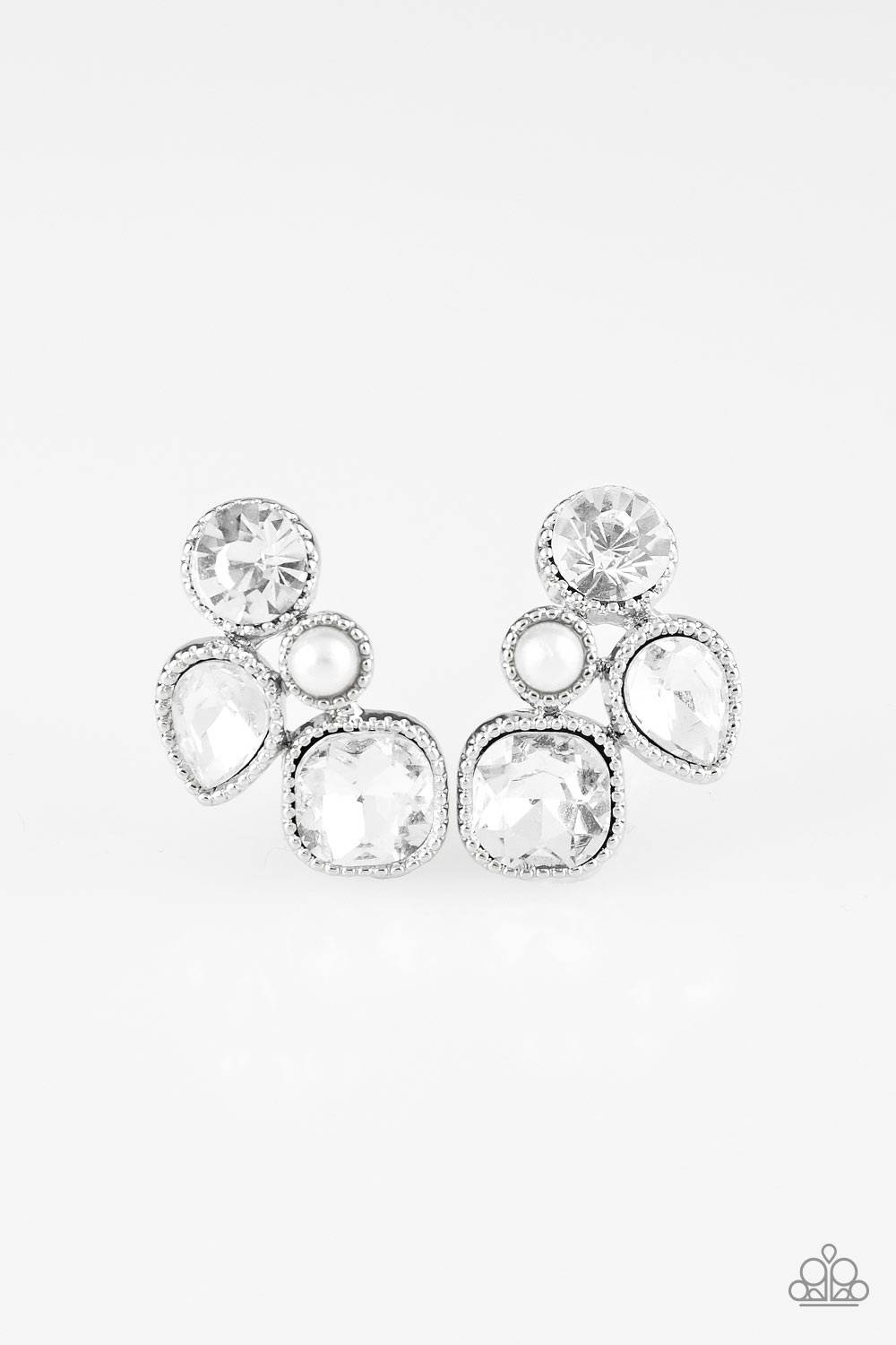 Super Superstar White Post Earrings - Paparazzi Accessories - GlaMarous Titi Jewels