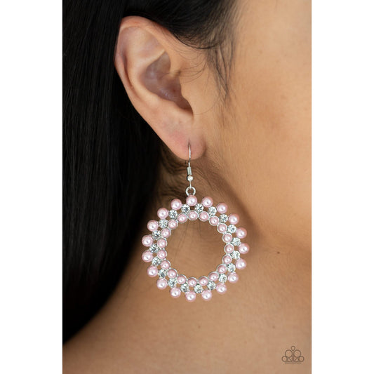 Pearly Poise - Pink Pearl & Rhinestone Earrings - Paparazzi Accessories - GlaMarous Titi Jewels