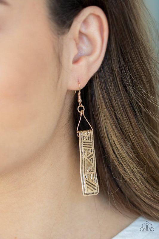 Ancient Artifacts - Gold Tribal Earrings - Paparazzi Accessories - GlaMarous Titi Jewels