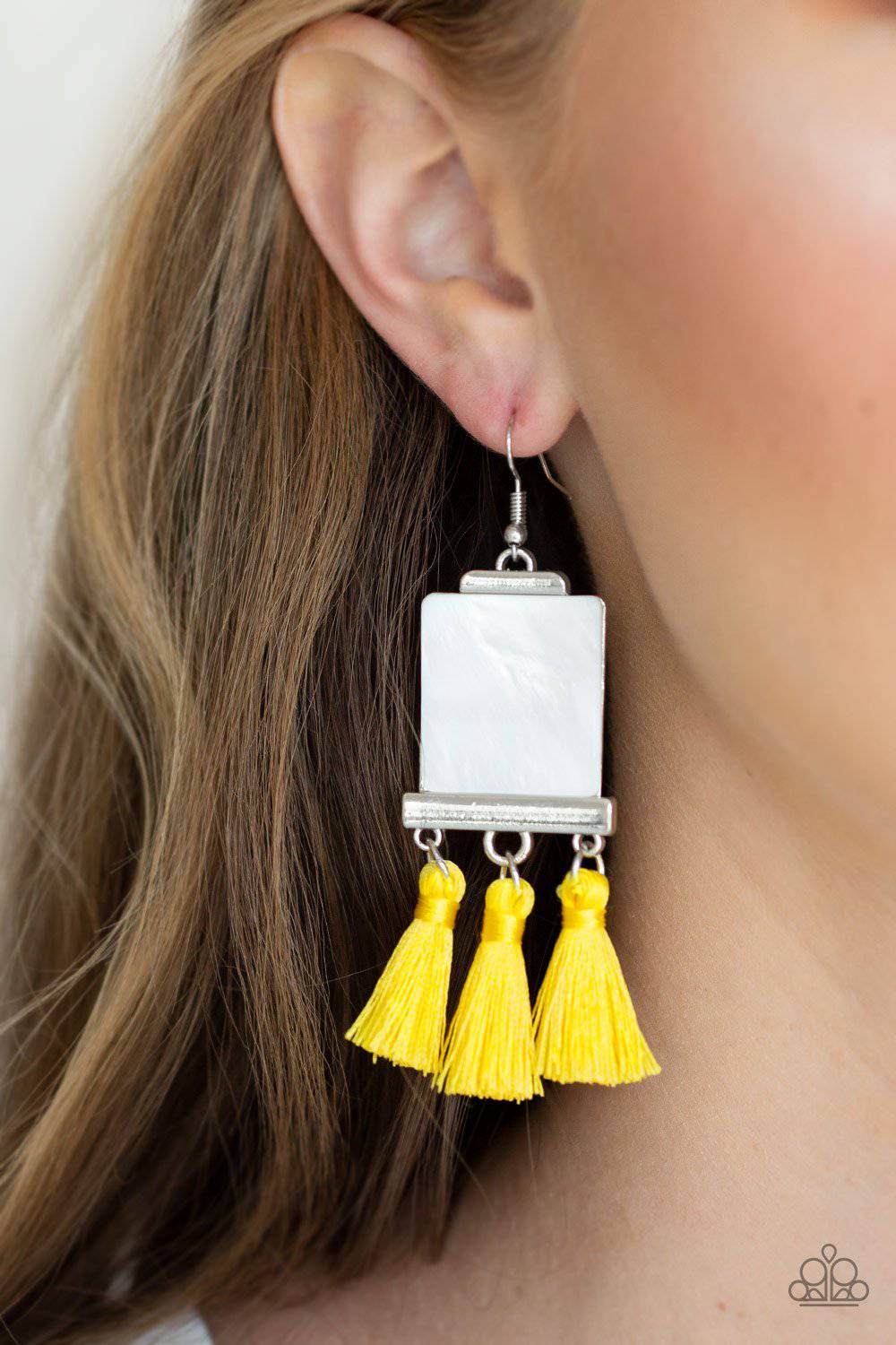Tassel Retreat - Yellow Tassel Earrings - Paparazzi Accessories - GlaMarous Titi Jewels